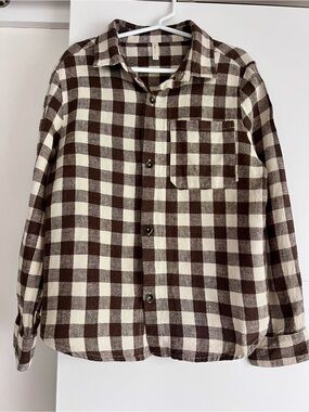Rylee + Cru Brown and Cream Gingham Shirt